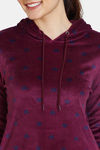 Zivame Supersoft Velour Knit Hoodie Sweatshirt - Potent Purple — thumbnail 5